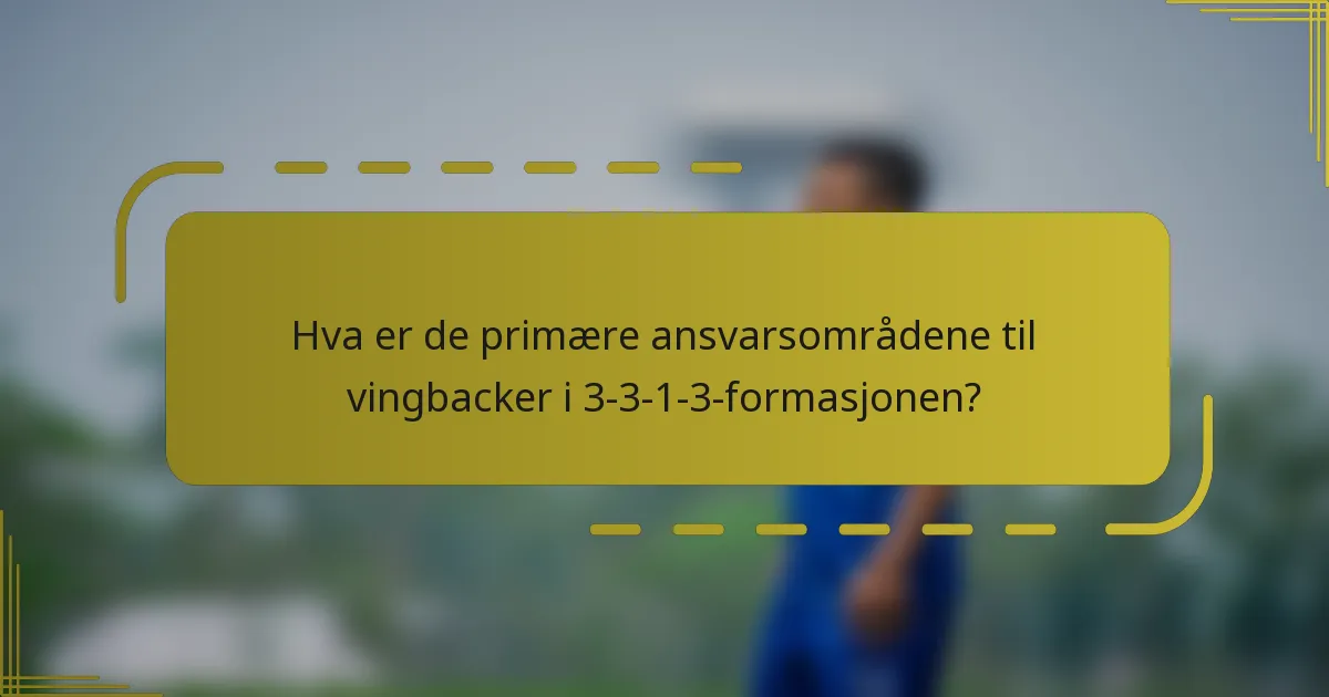 Hva er de primære ansvarsområdene til vingbacker i 3-3-1-3-formasjonen?